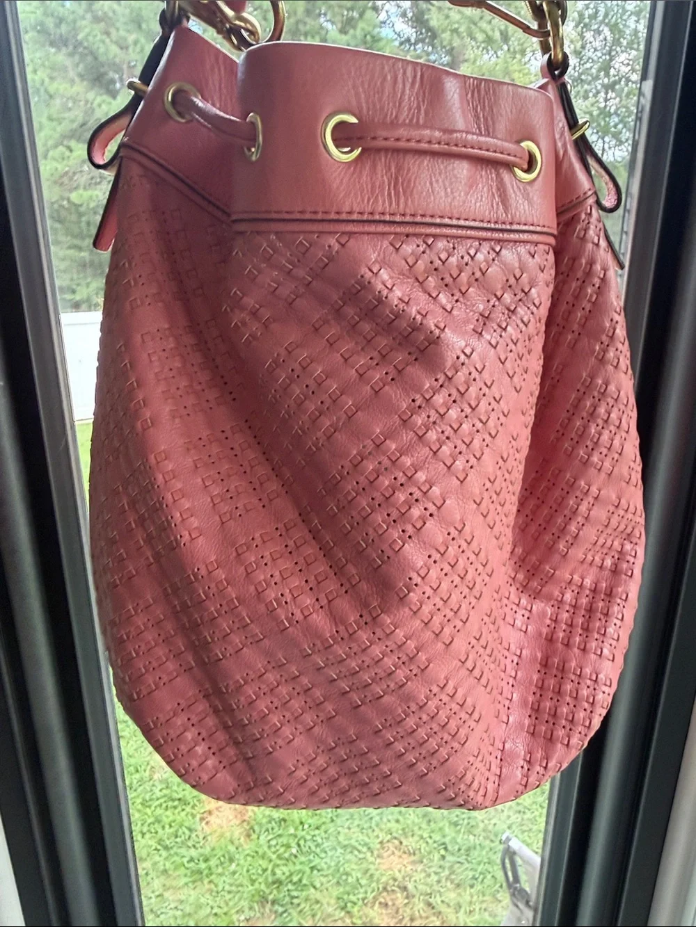 Coach Madison Marielle Pink Drawstring Barrel Bag with drawstring